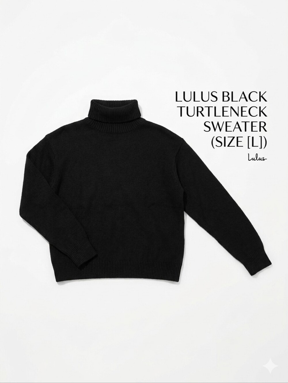 Lulu's Women's Black Ribbed Turtleneck Sweater